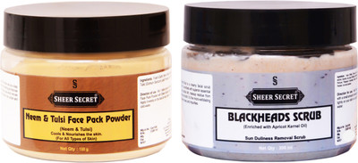 Sheer Secret Neem & Tulsi Face Pack Powder 150gm and Blackhead Scrub 300ml(2 Items in the set)
