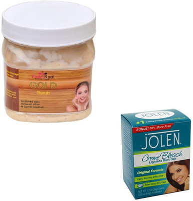 

Pink Root GOLD SCRUB 500GM WITH CREME BLEACH 28GM(Set of 2)