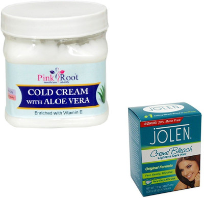 

Pink Root COLD CREAM 500GM WITH CREME BLEACH 28GM(Set of 2)
