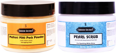 

Sheer Secret Multani Mitti Pack Powder 150gm and Pearl Scrub 300ml(Set of 2)