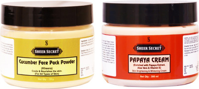 Sheer Secret Cucumber Face Pack Powder 150gm and Papaya Cream 300ml(2 Items in the set)