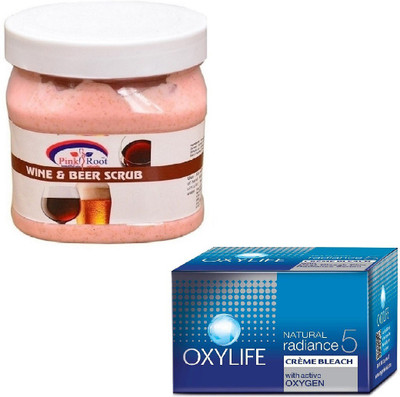 

Pink Root WINE & BEER SCRUB 500GM WITH CREME BLEACH 27GM(Set of 2)