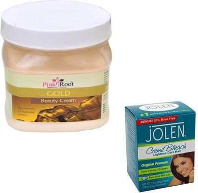 

Pink Root GOLD CREAM 500GM WITH CREME BLEACH 28GM(Set of 2)