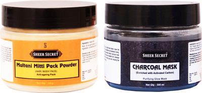 

Sheer Secret Multani Mitti Pack Powder 150gm and Charcoal Mask 300ml(Set of 2)