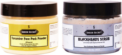 Sheer Secret Cucumber Face Pack Powder 150gm and Blackhead Scrub 300ml(2 Items in the set)