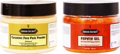 Sheer Secret Cucumber Face Pack Powder 150gm and Papaya Gel 300ml(2 Items in the set)