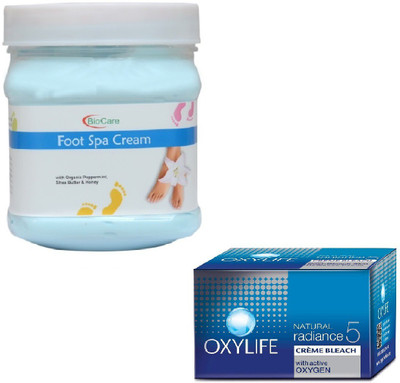 

Biocare FOOT SPA CREAM 500GM WITH OXYLIFE CREME BLEACH 27GM(Set of 2)