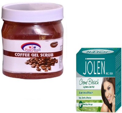 

Pink Root COFFEE GEL SCRUB 500GM WITH ALOEVERA CREME BLEACH 28GM(Set of 2)