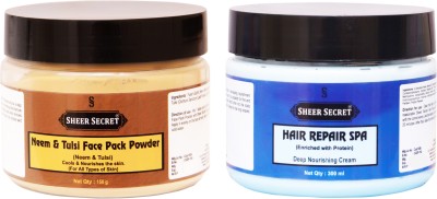 

Sheer Secret Neem & Tulsi Face Pack Powder 150gm and Hair Spa 300ml(Set of 2)
