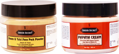 

Sheer Secret Neem & Tulsi Face Pack Powder 150gm and Papaya Cream 300ml(Set of 2)