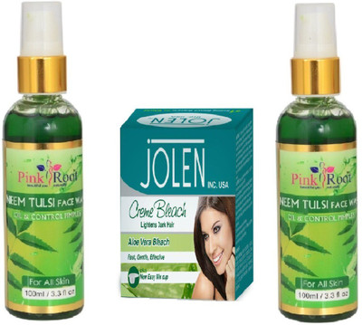 

Pink Root NEEM FACE WASH 2 PCS WITH ALOEVERA CREME BLEACH 28GM(Set of 3)