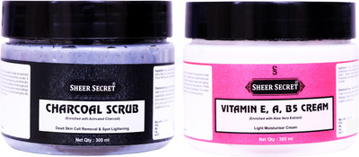 

Sheer Secret Charcoal Scrub 300ml and Vitamin-e Cream 300ml(Set of 2)