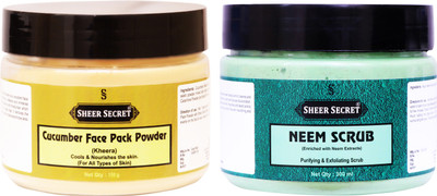 

Sheer Secret Cucumber Face Pack Powder 150gm and Neem Scrub 300ml(Set of 2)