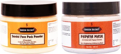Sheer Secret Sandal Face Pack Powder 150gm and Papaya Mask 300ml(Set of 2)
