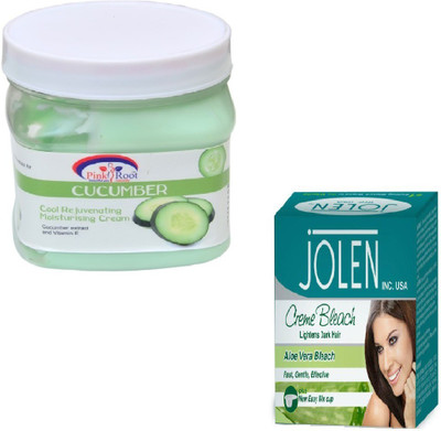 

Pink Root CUCUMBER CREAM 500GM WITH ALOEVERA CREME BLEACH 28GM(Set of 2)