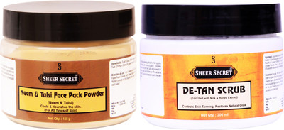 

Sheer Secret Neem & Tulsi Face Pack Powder 150gm and De-tan Scrub 300ml(Set of 2)