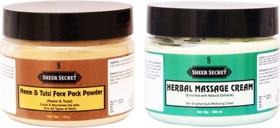 Sheer Secret Pack Powder 150gm and Herbal Massage Cream 300ml(2 Items in the set)