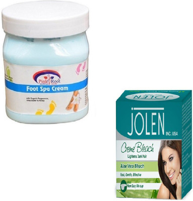 

Pink Root FOOT SPA CREAM 500GM WITH ALOEVERA CREME BLEACH 28GM(Set of 2)