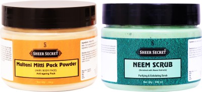 

Sheer Secret Multani Mitti Pack Powder 150gm and Neem Scrub 300ml(Set of 2)