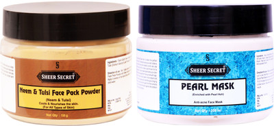 

Sheer Secret Neem & Tulsi Face Pack Powder 150gm and Pearl Mask 300ml(Set of 2)