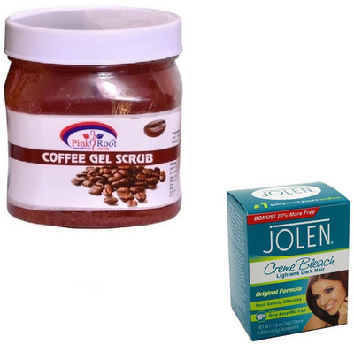 

Pink Root COFFEE GEL SCRUB 500GM WITH CREME BLEACH 28GM(Set of 2)