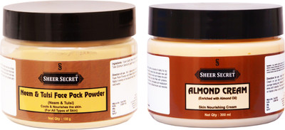 

Sheer Secret Neem & Tulsi Face Pack Powder 150gm and Almond Cream 300ml(Set of 2)