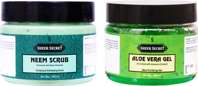 

Sheer Secret Neem Scrub 300ml and Aloe vera Gel 300ml(Set of 2)