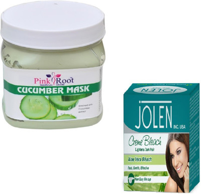

Pink Root CUCUMBER MASK 500GM WITH ALOEVERA CREME BLEACH 28GM(Set of 2)