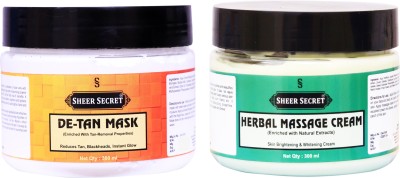 Sheer Secret De-tan Mask 300ml and Herbal Massage Cream 300ml(2 Items in the set)