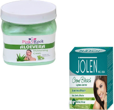 

Pink Root ALOEVERA CREAM 500GM WITH ALOEVERA CREME BLEACH 28GM(Set of 2)