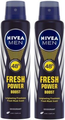 Nivea Men Fresh Power Boost Deodorant Spray  -  For Men  (300 ml, Pack of 2)