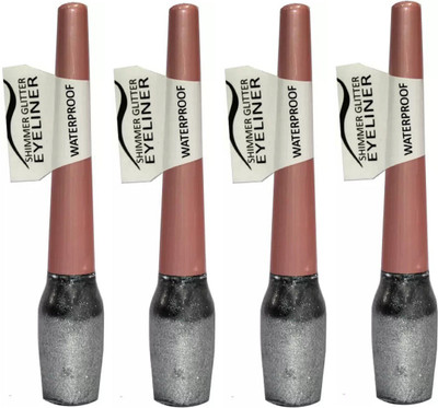 

beauty hub Waterproof Shimmer Glitter Eyeliner (Silver) 4 Pc X 6 ml(Silver)