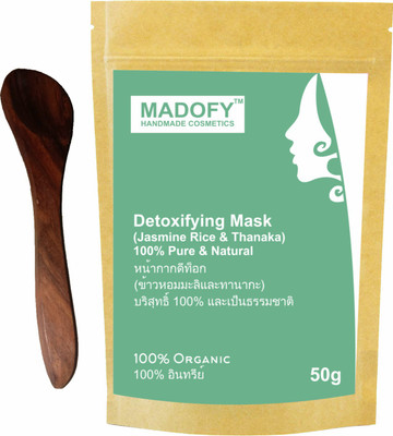 

MADOFY Detoxifying Mask (Jasmine Rice & Thanaka Powder) 50gm with Wooden Spoon(50 g)