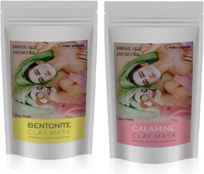 

Pure Nature Pack of bentonite clay powder (100 gm) and calamine clay powder (50 gm), 100% organic, Special for DIY face mask(150 g)