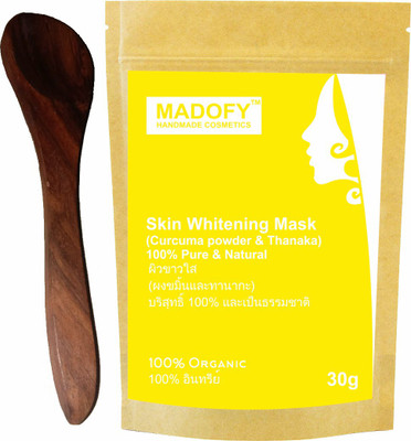 

MADOFY Skin Whitening Mask (Curcuma & Thanaka Powder) 30 gm with Wooden Spoon(30 g)
