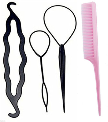 

Maahal 4Pcs Hair Twist Styling Clip Stick Pin Bun Braid Maker Hair Accessories Kit (Hair Style Tool Kit) Hair Accessory Set(Black, Pink)