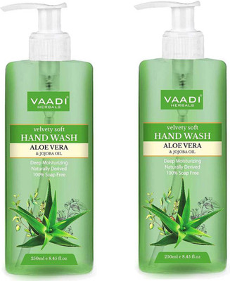 

Vaadi Herbals Pack of 2 Velvety Soft Aloe Vera & Jojoba Oil Hand Wash (250 ml x 2)(500 ml, Pump Dispenser, Pack of 2)
