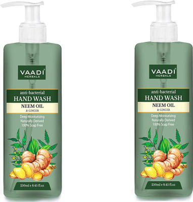 

Vaadi Herbals Pack of 2 Anti-Bacterial Neem Oil & Ginger Hand Wash (250 ml x 2)(500 ml, Pump Dispenser, Pack of 2)