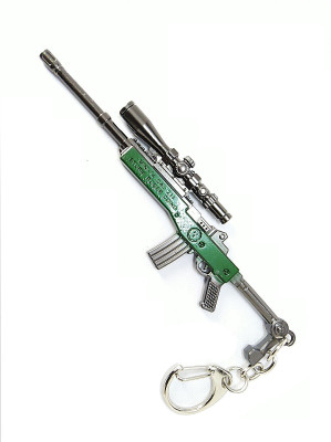 eDUST PUBG Real 3D Metal Body Mini 14 Cal Gun 120mm Length Green Color Key Chain