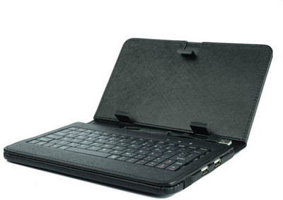 TechGear Universal 7Inch Tablet Keyboard with PU Lather Case Cover Mini Micro USB Keyboard For Tablets PC, Black Wired USB Tablet Keyboard(Black)