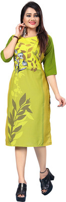 Ratnavati Women Printed A-line Kurta(Green)