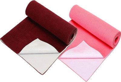 KidBee Polyester, Rubber, Cotton Baby Bed Protecting Mat(Maroon,SalmonRose, Small, Pack of 2)