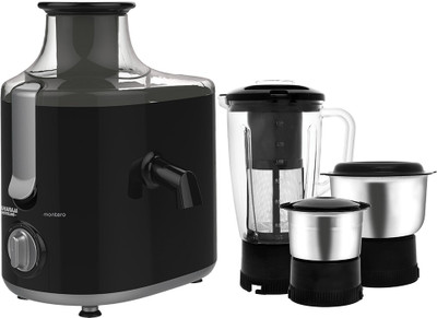 

Maharaja Whiteline Montero (JX-126) 550 W Juicer Mixer Grinder(Black, Grey, 3 Jars)