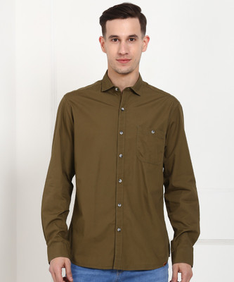 John Players Men Solid Casual Green Shirt
