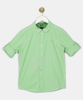 Allen Solly Boys Checkered Casual Green White Shirt