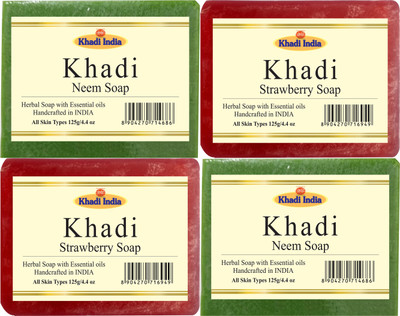 

Khadi Neem Soap, Strawberry Soap (2x2)(125 g, Pack of 4)