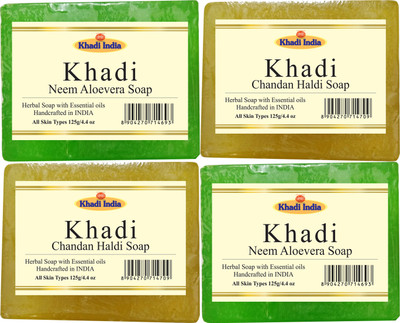 

Khadi Neem Aloe Vera Soap, Haldi Chandan Soap (2x2)(125 g, Pack of 4)