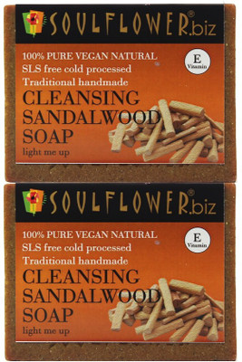 

Soulflower Cleansing Sandalwood Soap Regime (Light Me Up)(300 g, Pack of 2)