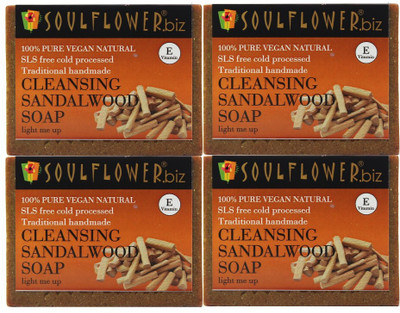 

Soulflower Cleansing Sandalwood Soap (Light Me Up) Set of 4(600 g, Pack of 4)