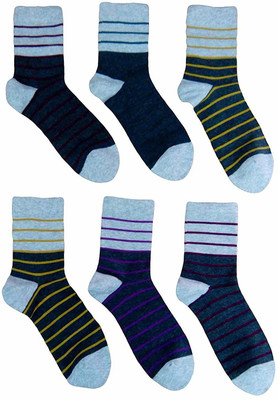 Camey Men Striped Mid-Calf/Crew(Pack of 6)
